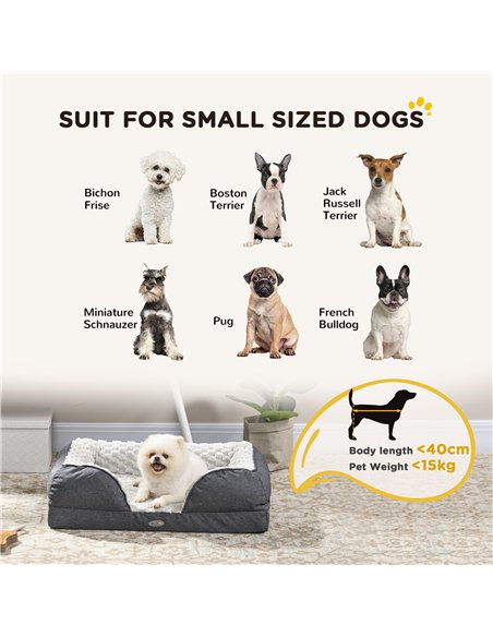 PawHut Calming Dog Bed Pet Mattress w/ Removable Cover, Anti-Slip Bottom, for Small Dogs, 70L x 50W x 18Hcm - Charcoal Grey - pic 144392 | FastDaddyshop