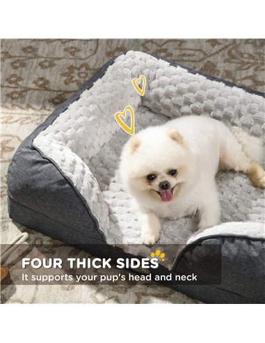 PawHut Calming Dog Bed Pet Mattress w/ Removable Cover, Anti-Slip Bottom, for Small Dogs, 70L x 50W x 18Hcm - Charcoal Grey