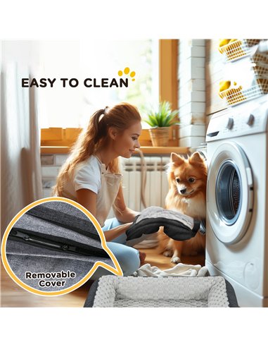 PawHut Calming Dog Bed Pet Mattress w/ Removable Cover, Anti-Slip Bottom, for Small Dogs, 70L x 50W x 18Hcm - Charcoal Grey