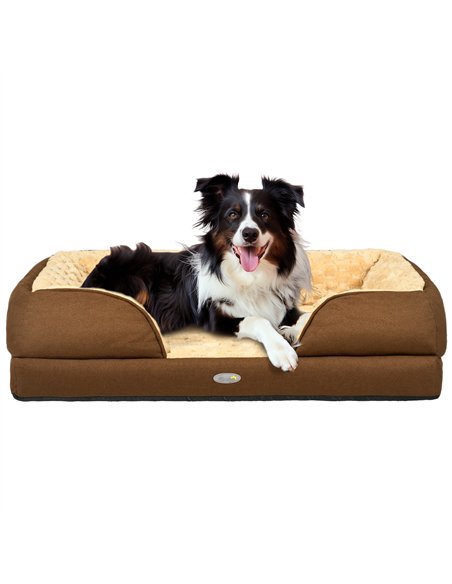 PawHut Calming Dog Bed Pet Mattress w/ Removable Cover, Anti-Slip Bottom, for Medium Dogs, 90L x 69W x 21Hcm - Brown - pic 144398 | FastDaddyshop