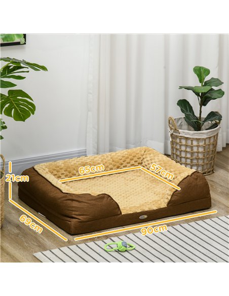 PawHut Calming Dog Bed Pet Mattress w/ Removable Cover, Anti-Slip Bottom, for Medium Dogs, 90L x 69W x 21Hcm - Brown - pic 144400 | FastDaddyshop