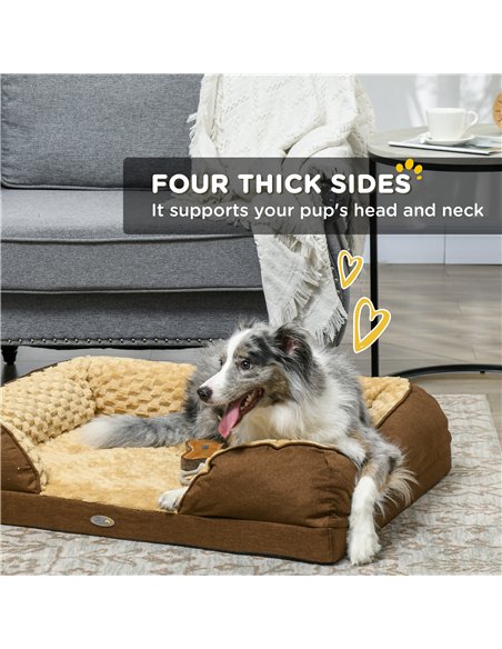 PawHut Calming Dog Bed Pet Mattress w/ Removable Cover, Anti-Slip Bottom, for Medium Dogs, 90L x 69W x 21Hcm - Brown - pic 144402 | FastDaddyshop