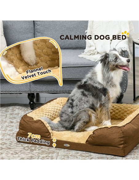 PawHut Calming Dog Bed Pet Mattress w/ Removable Cover, Anti-Slip Bottom, for Medium Dogs, 90L x 69W x 21Hcm - Brown - pic 144403 | FastDaddyshop