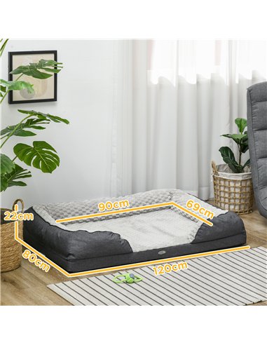 PawHut Calming Dog Bed Pet Mattress w/ Removable Cover, Anti-Slip Bottom, for Large Dogs, 120L x 80W x 22Hcm - Charcoal Grey