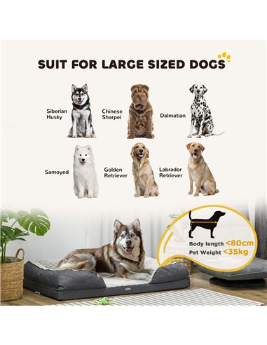 PawHut Calming Dog Bed Pet Mattress w/ Removable Cover, Anti-Slip Bottom, for Large Dogs, 120L x 80W x 22Hcm - Charcoal Grey