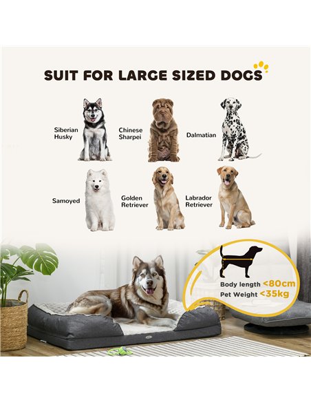 PawHut Calming Dog Bed Pet Mattress w/ Removable Cover, Anti-Slip Bottom, for Large Dogs, 120L x 80W x 22Hcm - Charcoal Grey - pic 144410 | FastDaddyshop