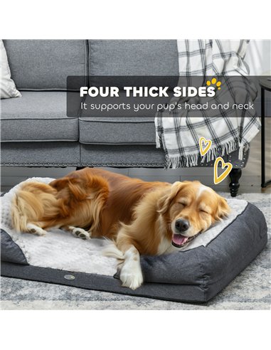 PawHut Calming Dog Bed Pet Mattress w/ Removable Cover, Anti-Slip Bottom, for Large Dogs, 120L x 80W x 22Hcm - Charcoal Grey