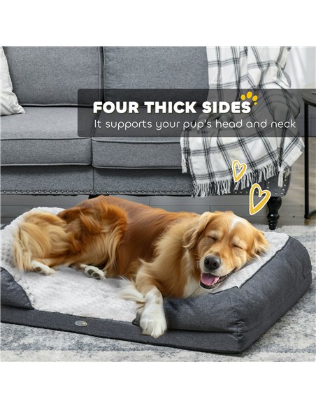 PawHut Calming Dog Bed Pet Mattress w/ Removable Cover, Anti-Slip Bottom, for Large Dogs, 120L x 80W x 22Hcm - Charcoal Grey - pic 144411 | FastDaddyshop