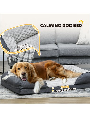 PawHut Calming Dog Bed Pet Mattress w/ Removable Cover, Anti-Slip Bottom, for Large Dogs, 120L x 80W x 22Hcm - Charcoal Grey