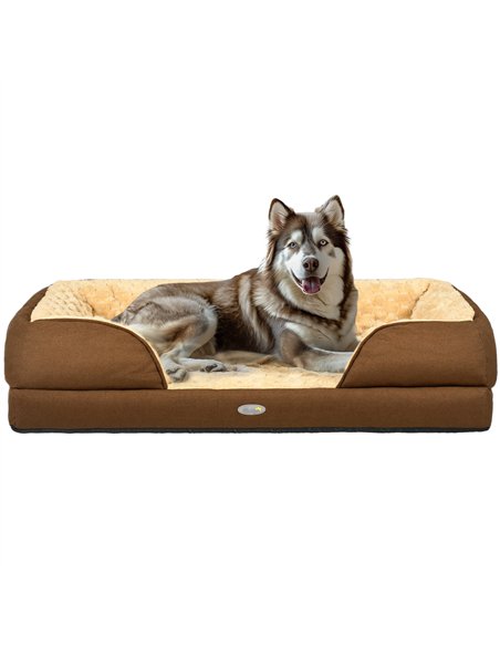 PawHut Calming Dog Bed Pet Mattress w/ Removable Cover, Anti-Slip Bottom, for Large Dogs, 120L x 80W x 22Hcm - Brown - pic 144416 | FastDaddyshop