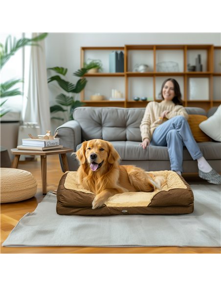 PawHut Calming Dog Bed Pet Mattress w/ Removable Cover, Anti-Slip Bottom, for Large Dogs, 120L x 80W x 22Hcm - Brown - pic 144417 | FastDaddyshop