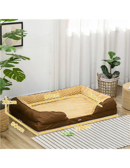 PawHut Calming Dog Bed Pet Mattress w/ Removable Cover, Anti-Slip Bottom, for Large Dogs, 120L x 80W x 22Hcm - Brown - pic 144418 | FastDaddyshop