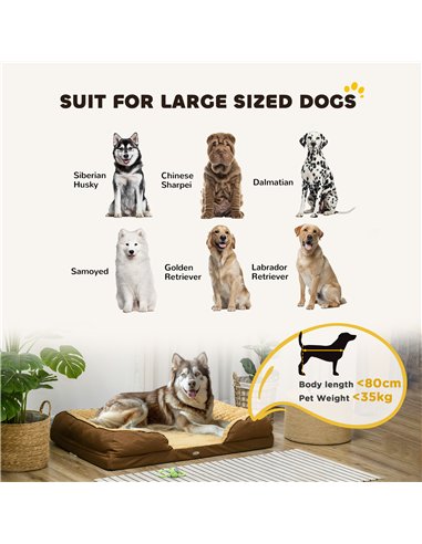 PawHut Calming Dog Bed Pet Mattress w/ Removable Cover, Anti-Slip Bottom, for Large Dogs, 120L x 80W x 22Hcm - Brown