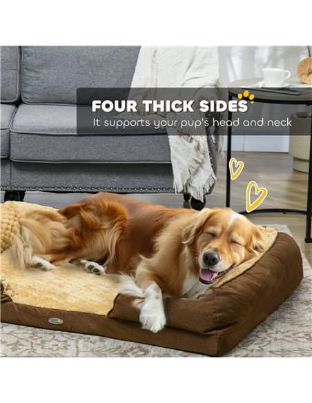 PawHut Calming Dog Bed Pet Mattress w/ Removable Cover, Anti-Slip Bottom, for Large Dogs, 120L x 80W x 22Hcm - Brown - pic 144420 | FastDaddyshop