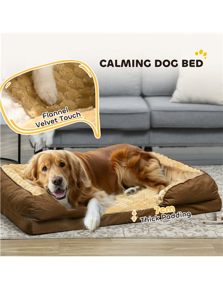 PawHut Calming Dog Bed Pet Mattress w/ Removable Cover, Anti-Slip Bottom, for Large Dogs, 120L x 80W x 22Hcm - Brown - pic 144421 | FastDaddyshop