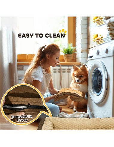 PawHut Calming Dog Bed Pet Mattress w/ Removable Cover, Anti-Slip Bottom, for Large Dogs, 120L x 80W x 22Hcm - Brown