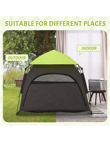PawHut Foldable Dog Cat Tent with Water-Resistant Oxford, Carry Bag for Extra Large Dog, Green