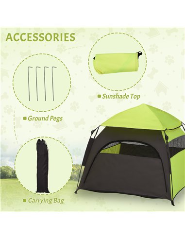 PawHut Foldable Dog Cat Tent with Water-Resistant Oxford, Carry Bag for Extra Large Dog, Green