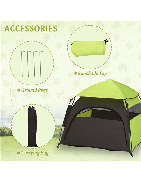 PawHut Foldable Dog Cat Tent with Water-Resistant Oxford, Carry Bag for Extra Large Dog, Green - pic 144431 | FastDaddyshop