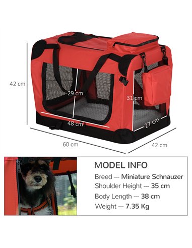 PawHut Foldable Pet Carrier for Small and Miniature Dogs, Portable Cat Carrier Soft Side Pet Travel Crate with Removable Mat, St