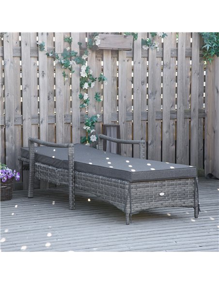 Outsunny Single Sun Lounger with 4-Level Adjustable Headrest, Mixed Grey - pic 14445 | FastDaddyshop