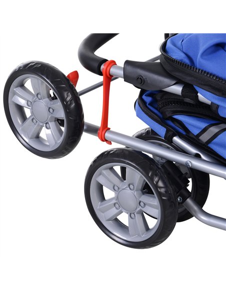 PawHut Pet Stroller for Small Miniature Dogs Cats Foldable Travel Carriage with Wheels Zipper Entry Cup Holder Storage Basket Bl - pic 144496 | FastDaddyshop