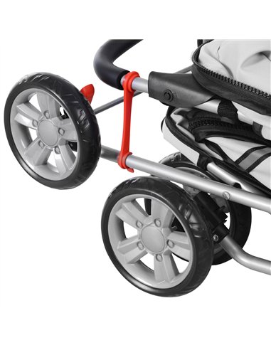 PawHut Pet Stroller for Small Miniature Dogs Cats Foldable Travel Carriage with Wheels Zipper Entry Cup Holder Storage Basket Gr