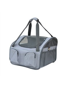 PawHut Pet Carrier Folding Bag Car Seat Cat Dog Puppy Kennel Portable Travel Cage Tote Case Mesh Holder House Grey