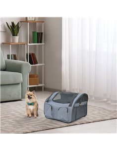 PawHut Pet Carrier Folding Bag Car Seat Cat Dog Puppy Kennel Portable Travel Cage Tote Case Mesh Holder House Grey 2