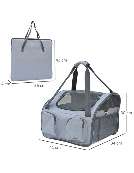 PawHut Pet Carrier Folding Bag Car Seat Cat Dog Puppy Kennel Portable Travel Cage Tote Case Mesh Holder House Grey - pic 144508 | FastDaddyshop