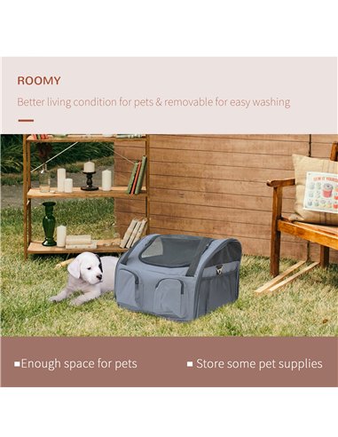 PawHut Pet Carrier Folding Bag Car Seat Cat Dog Puppy Kennel Portable Travel Cage Tote Case Mesh Holder House Grey
