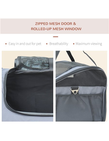 PawHut Pet Carrier Folding Bag Car Seat Cat Dog Puppy Kennel Portable Travel Cage Tote Case Mesh Holder House Grey - pic 144511 | FastDaddyshop