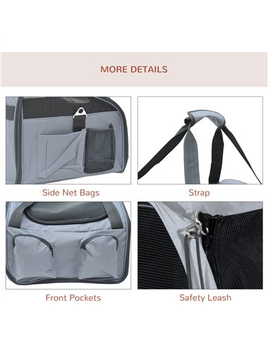 PawHut Pet Carrier Folding Bag Car Seat Cat Dog Puppy Kennel Portable Travel Cage Tote Case Mesh Holder House Grey