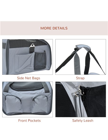 PawHut Pet Carrier Folding Bag Car Seat Cat Dog Puppy Kennel Portable Travel Cage Tote Case Mesh Holder House Grey - pic 144512 | FastDaddyshop