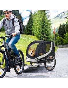 PawHut Steel Dog Bike Trailer Pet Cart Carrier for Bicycle Kit Water Resistant with Hitch Coupler Travel White and Black 2
