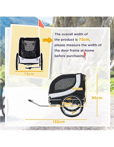 PawHut Steel Dog Bike Trailer Pet Cart Carrier for Bicycle Kit Water Resistant with Hitch Coupler Travel White and Black