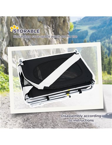 PawHut Steel Dog Bike Trailer Pet Cart Carrier for Bicycle Kit Water Resistant with Hitch Coupler Travel White and Black