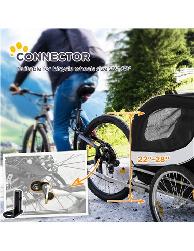PawHut Steel Dog Bike Trailer Pet Cart Carrier for Bicycle Kit Water Resistant with Hitch Coupler Travel White and Black