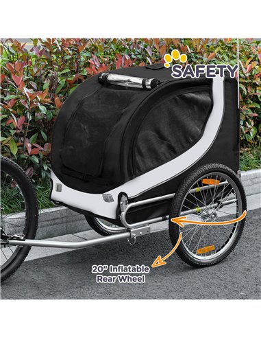 PawHut Steel Dog Bike Trailer Pet Cart Carrier for Bicycle Kit Water Resistant with Hitch Coupler Travel White and Black