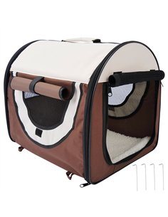 Pawhut Folding Fabric Soft Pet Crate, 46Lx36Wx41H cm - Brown