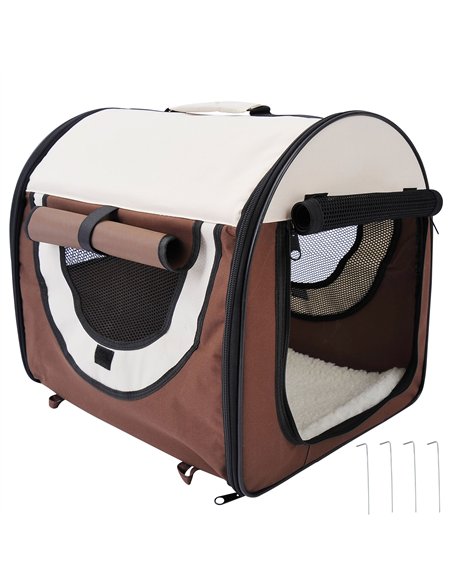 Pawhut Folding Fabric Soft Pet Crate, 46Lx36Wx41H cm - Brown - pic 144524 | FastDaddyshop