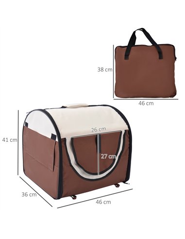 Pawhut Folding Fabric Soft Pet Crate, 46Lx36Wx41H cm - Brown