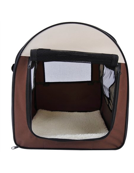 Pawhut Folding Fabric Soft Pet Crate, 46Lx36Wx41H cm - Brown - pic 144531 | FastDaddyshop