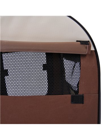 Pawhut Folding Fabric Soft Pet Crate, 46Lx36Wx41H cm - Brown