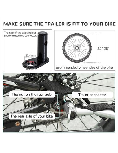 PawHut Steel Dog Bike Trailer Pet Cart Carrier for Bicycle Kit Water Resistant with Hitch Coupler Travel Black and Red