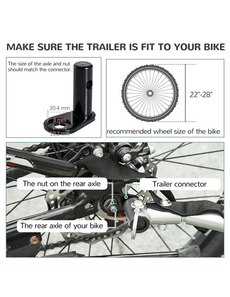 PawHut Steel Dog Bike Trailer Pet Cart Carrier for Bicycle Kit Water Resistant with Hitch Coupler Travel Black and Red - pic 144537 | FastDaddyshop