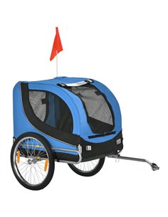 PawHut Steel Dog Bike Trailer Pet Cart Carrier for Bicycle Kit Water Resistant with Hitch Coupler Travel Black and Blue