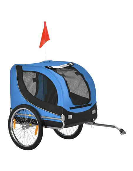 PawHut Steel Dog Bike Trailer Pet Cart Carrier for Bicycle Kit Water Resistant with Hitch Coupler Travel Black and Blue - pic 144542 | FastDaddyshop