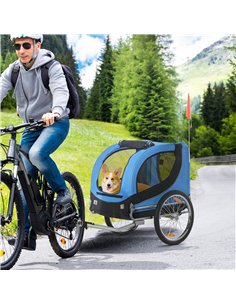 PawHut Steel Dog Bike Trailer Pet Cart Carrier for Bicycle Kit Water Resistant with Hitch Coupler Travel Black and Blue 2