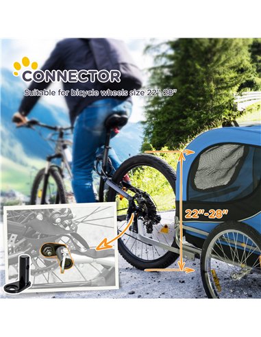 PawHut Steel Dog Bike Trailer Pet Cart Carrier for Bicycle Kit Water Resistant with Hitch Coupler Travel Black and Blue